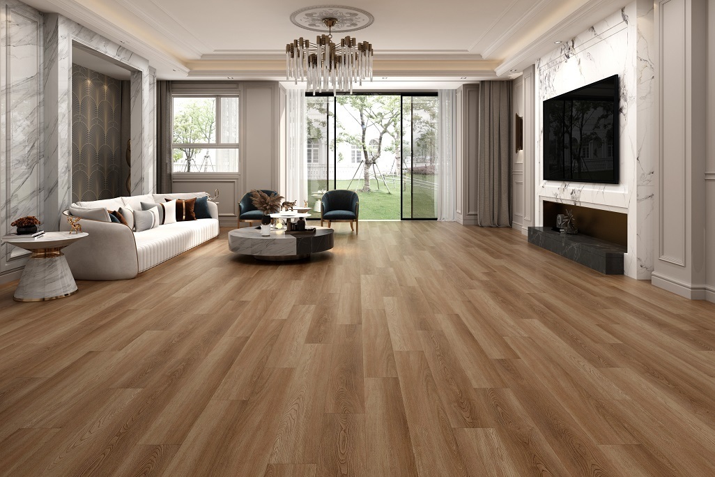 Кварцвиниловый SPC ламинат Evofloor Оптима Дуб Янтарный Oak Amber 3152-9 1120×184×4,2 фото в интерьере